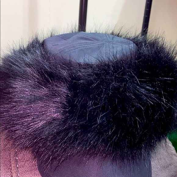 Black fur headband Russian style